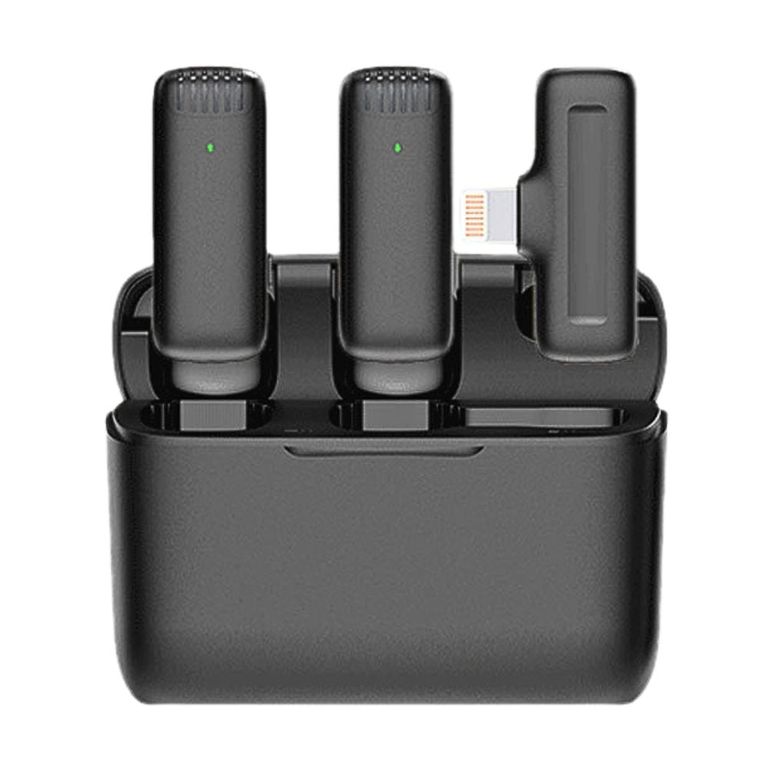 Micrófono Solapero Inalámbrico Doble Lightning J13-IP Estuche de Carga