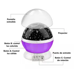 GENERICO - LÁMPARA PROYECTOR GIRATORIA DE ESTRELLAS Y LUNA - CELESTE