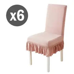 GENERICO - Kit x6 Fundas Rosa para silla de comedor cubridor elástico