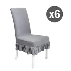 GENERICO - Kit x6 Fundas Gris para silla de comedor cubridor elástico