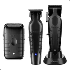 KEMEI - Combo Barbero Profecional Clipper 2296 Trimmer 2299 Shaver T95