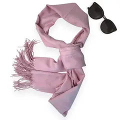 GENERICO - Bufanda Pañoleta chalina Pashmina Color Beige Palo Rosa o Azúl acero