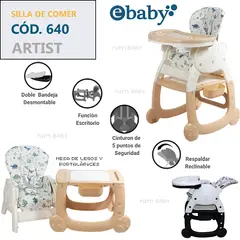 EBABY - SILLA DE COMEDOR ESCRITORIO ARTIST 4 EN 1 BEIGE + OBSEQUIO PLATO PARA NIÑO Y 1 BOLSA DE LEGOS
