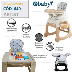 EBABY - SILLA DE COMEDOR ESCRITORIO ARTIST BEIGE 4 EN 1 + OBSEQUIO PLATITO PARA NIÑO Y 1 BOLSA DE LEGOS