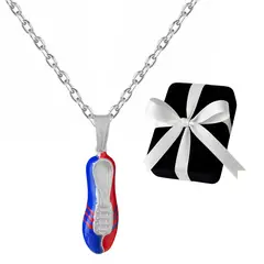 GENERICO - Collar Hombre Chimpunes Zapatilla Fútbol Azul Rojo Joya Plata