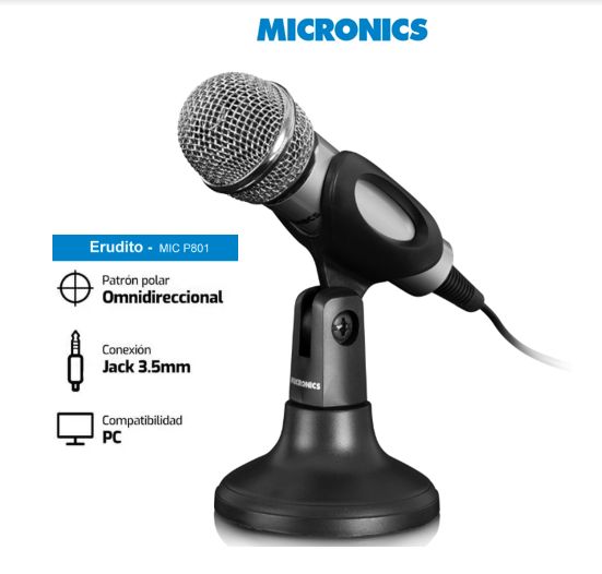 Microfono Alambrico Pedestal ERUDITO MIC P801 CABLE 1 8M