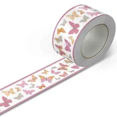 GENERICO - Cenefa Moderna Autoadhesiva – Blanca de mariposas rosa – 5.92 mts