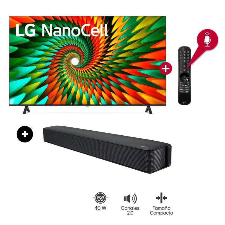 Televisor NanoCell 65” 4K Smart TV con ThinQ AI 65NANO77SRA + Soundbar