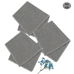 GENERICO - Set de 6 Servilletas Fiji de Algodón Color Gris