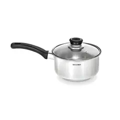 RECORD - Cacerola de Acero Inoxidable de 16 cm con Tapa de Vidrio MILENIUM
