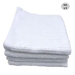 GENERICO - Set de 4 toallas para el Rostro de Algodon 550gr. Blanco