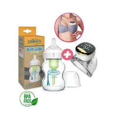 GENERICO - Pack Extractor De Leche Manos Libres + Biberón DrBrowns Anti-Colicos 5oz