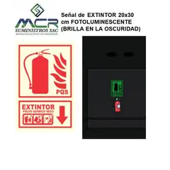 GENERICO - Señal de EXTINTOR 20x30 cm FOTOLUMINISCENTE BRILLA EN LA OSCURIDAD