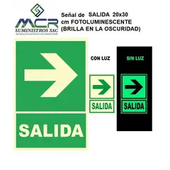 GENERICO - Señal de SALIDA 20x30 cm FOTOLUMINISCENTE BRILLA EN LA OSCURIDAD