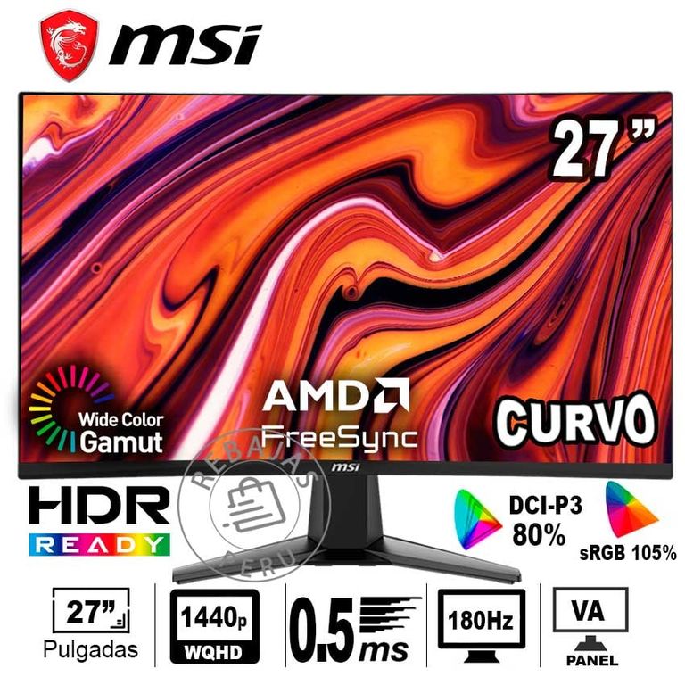 Monitor 27CQ6F 27 Curvo QHD 180Hz 05ms FreeSync HDR