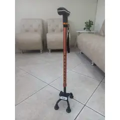 GENERICO - Bastón de 4 patas con Linterna Marrón