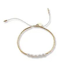 SANTORAL - Pulsera Perlas con Cuentas - Dorada