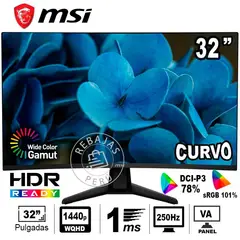 MSI - Monitor MAG 32C6X 32 Curvo FHD 250Hz 1ms Adaptive-Sync HDMIDP