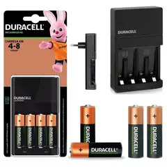 DURACELL - Kit Cargador de pilas AA recargables + 4 baterías AA 2500mAh