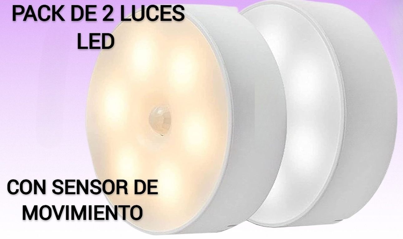 PACK DE 2 LUCES LED CON SENSOR DE MOVIMIENTO RECARGABLE