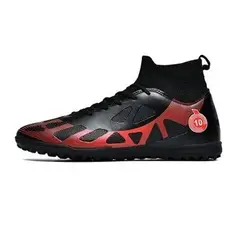 DANWEILE - Zapatilla fútbol TF para hombres mujers Zapatos - Negro y rojo