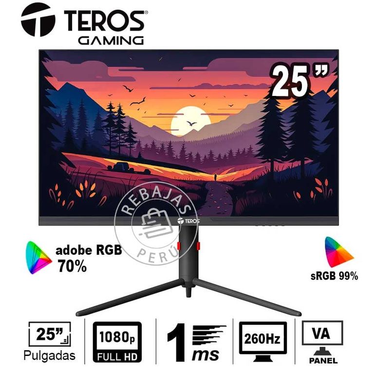 Monitor Gaming TEROS 25 FHD 260Hz 1ms VA HDMI DP sRGB 99%