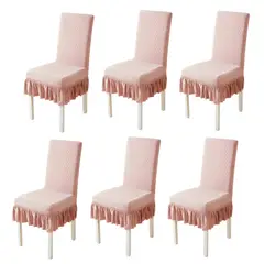 GENERICO - Set 6 Fundas Rosa elástica para silla de comedor