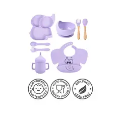 GENERICO - SET DE VAJILLA PARA BEBE LILA