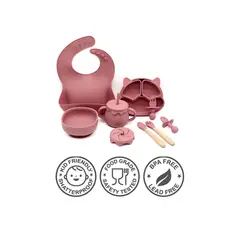 GENERICO - SET DE VAJILLA PARA BEBE COLOR VINO