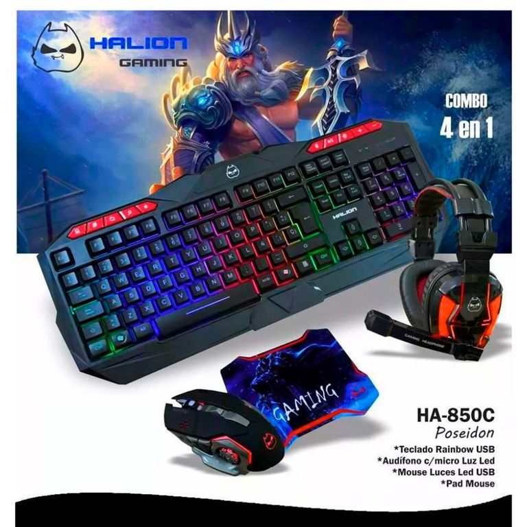 Combo Gamer 4 en 1 Poseidon HA-850C