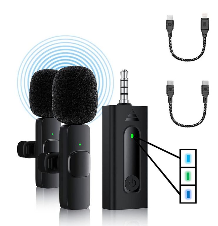 Micrófonos Inalámbricos Dual K35 para cámaras, IOS, Tipo C y Equipos