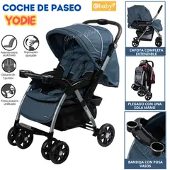EBABY - Coche cuna para bebe mango reversible con bandeja Yodie Azul