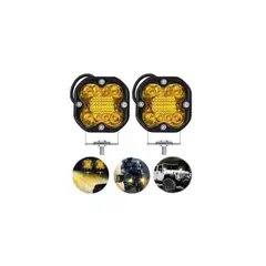 GENERICO - Faros Led cuadrado Lupa Auxiliares dual amarillo y blanco