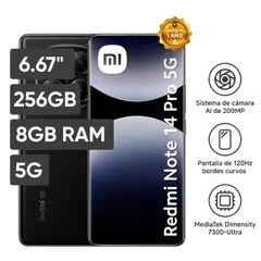 XIAOMI - Celular Redmi Note 14 Pro 5G 256GB ROM 8GB RAM - NEGRO
