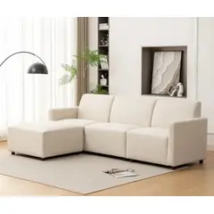 GENERICO - Sofá Element Seccional Modular 3 piezas y 1 puff - Color Beige