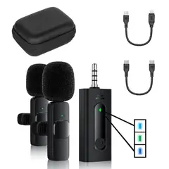 OEM - Micrófonos Dual K35 con Estuche para cámaras, IOS, Tipo C y equipos