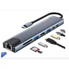 GENERICO - Hub Adaptador Usb Tipo C 8 En 1 Linkon Para Mac Macbook Windows