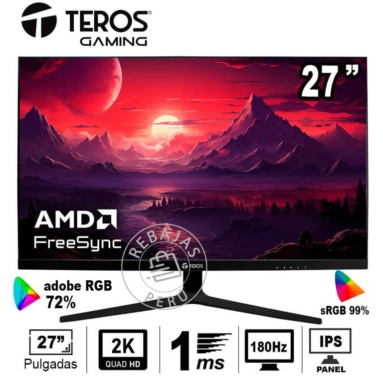 Monitor Gaming TEROS TE-2769G 27 QHD 180Hz 1ms IPS Freesync VESA