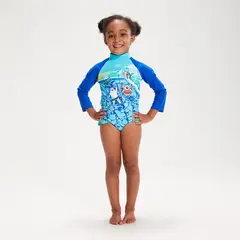 SPEEDO - Traje Baño Natación Niña Digital Mangas Largas Azul