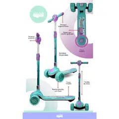 GENERICO - Scooter para niña con luces celeste
