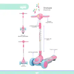 GENERICO - Scooter para niña musical rosado