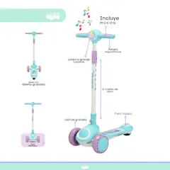 GENERICO - Scooter para niña musical celeste