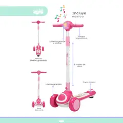 GENERICO - Scooter para niña musical pink
