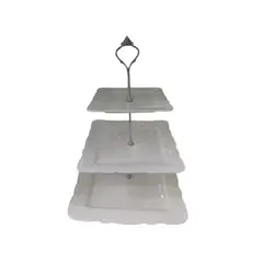 GENERICO - Portabocadito desmontable de loza 3 niveles Cuadrado