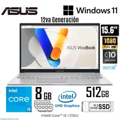 ASUS - Laptop Vivobook X1504ZA-NJ339W Intel Core i5-1235U 8GB 512GB SSD 15,6 pulg. FHD Windows 11