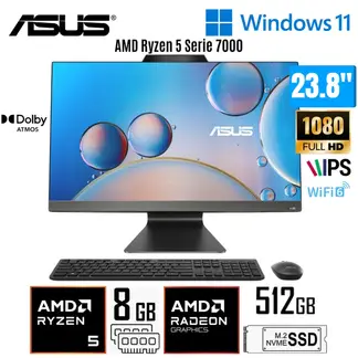 ASUS - All in One M3402WFAK-BA014W AMD Ryzen 5 7520U 8GB RAM 512GB SSD 23.8" FHD