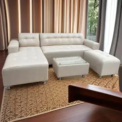 GENERICO - Sofa Seccional Chaisse Lounge 2 piezas, banqueta Obsequio mesa de centro, Beige
