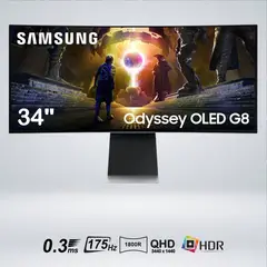 SAMSUNG - MONITOR GAMER CURVO ODYSSEY G8 OLED WQHD 34 " 175HZ 0.03MS SMART TV