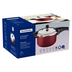 TRAMONTINA - OLLA A PRESIÓN DE 24 CM DE DIAMETRO 6LT VANCOUVER ROJO