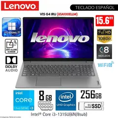LENOVO - Laptop V15 G4 IRU Intel Core i3-1315U 8GB RAM 256GB SSD 15,6 pulg FHD - 83A100ELLM